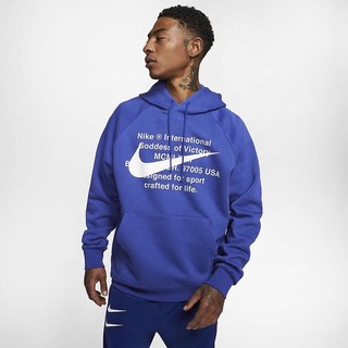 Hanorace Nike Sportswear Swoosh Pullover Barbati Albastru Regal Albi | XTWB-94216